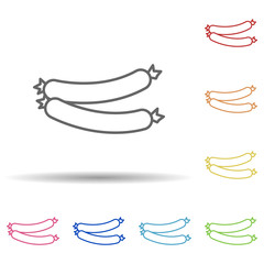 Poster - Sausages in multi color style icon. Simple thin line, outline vector of food icons for ui and ux, website or mobile application