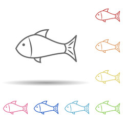 Aufkleber - A fish in multi color style icon. Simple thin line, outline vector of food icons for ui and ux, website or mobile application