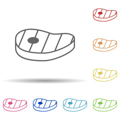 Poster - Fried steak in multi color style icon. Simple thin line, outline vector of food icons for ui and ux, website or mobile application