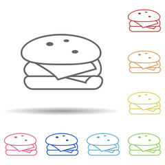 Aufkleber - Hamburger in multi color style icon. Simple thin line, outline vector of food icons for ui and ux, website or mobile application