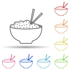 Poster - Rice in a plate in multi color style icon. Simple thin line, outline vector of food icons for ui and ux, website or mobile application