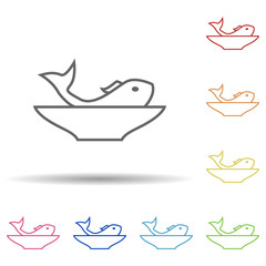 Poster - Fish in a plate in multi color style icon. Simple thin line, outline vector of food icons for ui and ux, website or mobile application