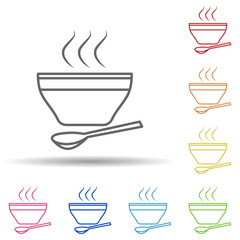 Poster - A bowl of soup in multi color style icon. Simple thin line, outline vector of food icons for ui and ux, website or mobile application