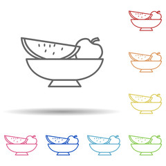 Poster - Fruit in a plate in multi color style icon. Simple thin line, outline vector of food icons for ui and ux, website or mobile application