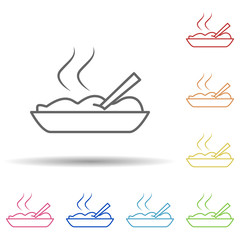Poster - Hot food in a plate in multi color style icon. Simple thin line, outline vector of food icons for ui and ux, website or mobile application