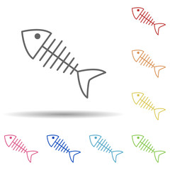 Poster - Fish bones in multi color style icon. Simple thin line, outline vector of food icons for ui and ux, website or mobile application