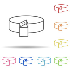 Aufkleber - Cheese in multi color style icon. Simple thin line, outline vector of food icons for ui and ux, website or mobile application