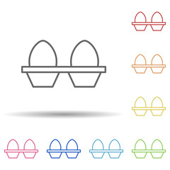 Poster - Eggs in the package in multi color style icon. Simple thin line, outline vector of food icons for ui and ux, website or mobile application