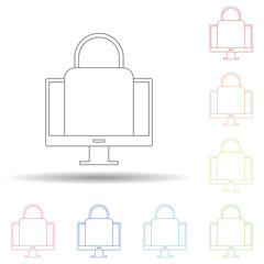 Poster - Colored online shopping in multi color style icon. Simple thin line, outline vector of business and digital marketing icons for ui and ux, website or mobile application