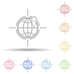 Aufkleber - Colored geographic targeting in multi color style icon. Simple thin line, outline vector of business and digital marketing icons for ui and ux, website or mobile application