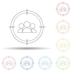 Aufkleber - Colored demographic target in multi color style icon. Simple thin line, outline vector of business and digital marketing icons for ui and ux, website or mobile application