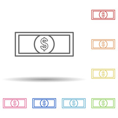 Poster - Bill of the dollar in multi color style icon. Simple thin line, outline vector of mobile banking icons for ui and ux, website or mobile application