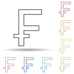 Poster - Sign of franc in multi color style icon. Simple thin line, outline vector of mobile banking icons for ui and ux, website or mobile application