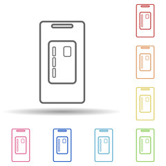 Poster - Credit card mobile banking in multi color style icon. Simple thin line, outline vector of mobile banking icons for ui and ux, website or mobile application