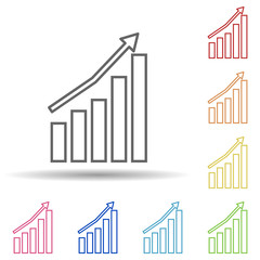 Poster - Growth chart in multi color style icon. Simple thin line, outline vector of mobile banking icons for ui and ux, website or mobile application