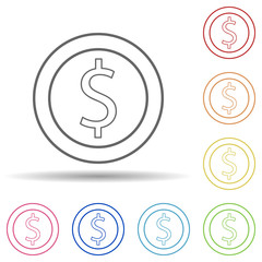 Aufkleber - A cent penny in multi color style icon. Simple thin line, outline vector of mobile banking icons for ui and ux, website or mobile application