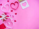 Fototapeta Mapy - Top view of Valentine day background and happiness valentine.