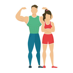 Wall Mural - young athletes couple characters healthy lifestyle