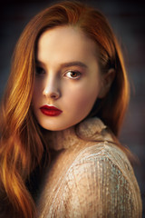 Wall Mural - beautiful redhead young lady