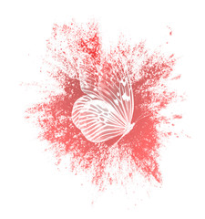 Aufkleber - color paint splashes with butterfly isolated on a white background. print for the designer