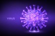 © iuriimotov - Coronavirus 2019-nCov novel coronavirus low poly abstract concept. Microscopic view of virus cell close up. Dangerous asian ncov corona virus, SARS pandemic risk. 3D polygonal vector illustration.