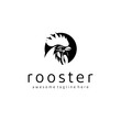 Vintage Vector rooster head logo design