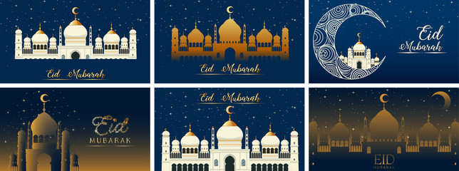 Wall Mural - Background designs for Muslim festival Eid Mubarak