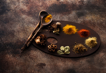 Poster - indian spices, spicy and seasoning copy space for text