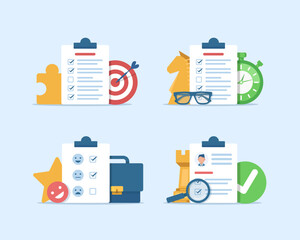Poster - Clipboard with checklist in a flat style,flat design icon vector illustration