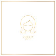 Girl With Face And Hair. Template For Cosmetics, Logo, Sign And Symbol. Line Vector Illustration. Femininity Element.