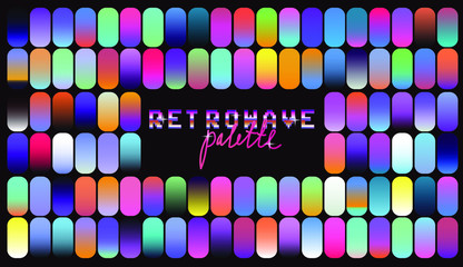 Poster - Set of duotone and holographic swatches for trendy coloring. Retrowave neon color palette.