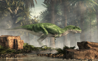 Plakat smok dinozaur kameleon dżungla