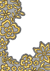 Wall Mural - Lace background with gold flowers.