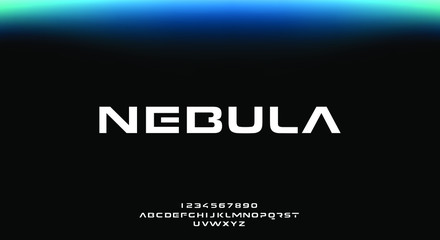 Poster - Nebula, an abstract sporty technology alphabet font. digital space typography vector illustration design	