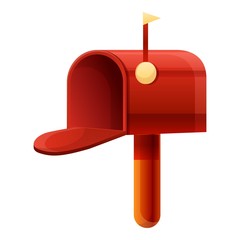 Poster - Red mailbox icon. Cartoon of red mailbox vector icon for web design isolated on white background
