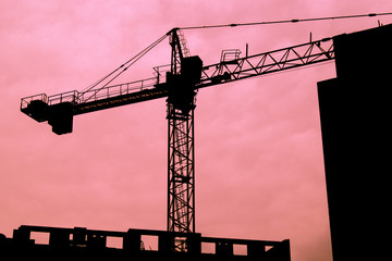 construction crane in the evening