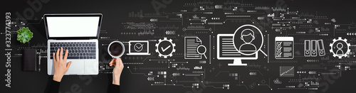 Fotografía Document management system concept with person using a laptop computer