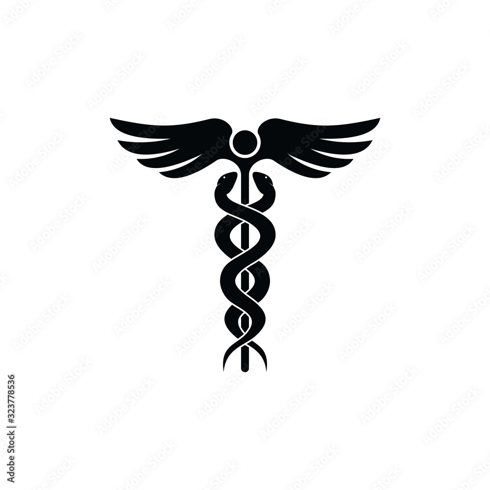 medical caduceus icon symbol, isolated on white background, vector ...