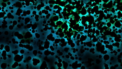 Poster - 3D rendering many dark round particles in a space. Computer generated abstract backdrop
