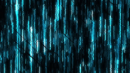 Poster - computer generated glitch. 3d rendering video error, pixel multi-colored zigzags noise