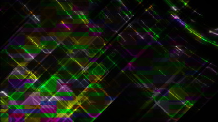 Poster - computer generated glitch. 3d rendering video error, pixel multi-colored zigzags noise