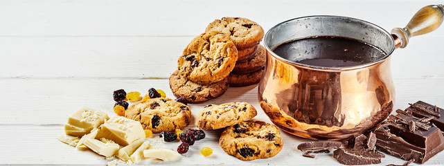 Baking fruity oat cookies with chocolate dip