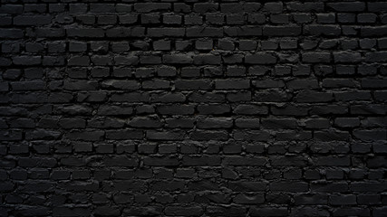 Wall Mural - black brick wall as background or wallpaper or texture