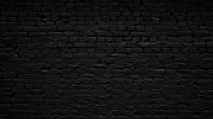 Wall Mural - black brick wall as background or wallpaper or texture