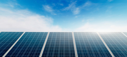 Wall Mural - panoramic - solar panel at sunset