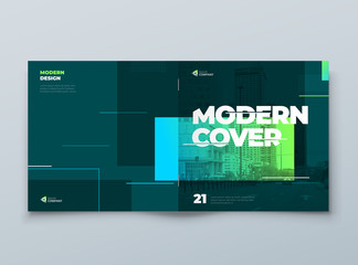 Wall Mural - square brochure template layout design. corporate business annual report, catalog, magazine, flyer m