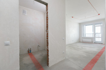 interior of the apartment or living room without decoration.fine finish walls