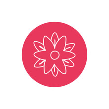 Flower Inside Pink Circle Line Block Style Icon Set Vector Design