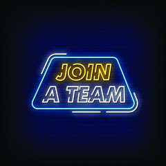 Join a Team Neon Signs Style text Vector