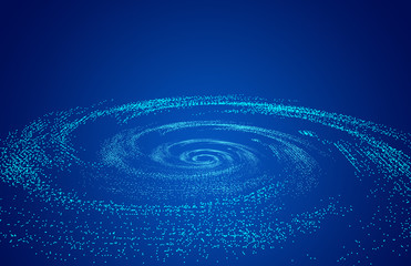 Poster - Cosmic vortex, particle building network technology big data background.